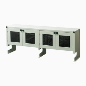 Sideboard aus Holz & Grünem Leder, 1960er