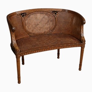 Louis XVI Style Walnut Basket Bench, Late 19th Century