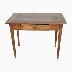Walnut Wood Table with Drawer, 1950s