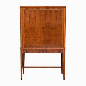 Cabinet in Walnut and Rosewood Marquetry by Bo Lindahl, Sweden, 1953