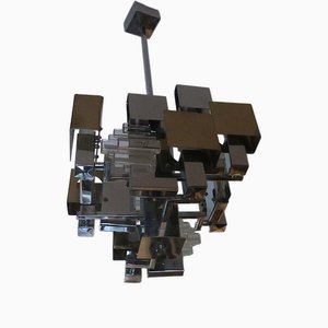 Italian Modern Cubist Chandelier by Gaetano Sciolari, 1960s