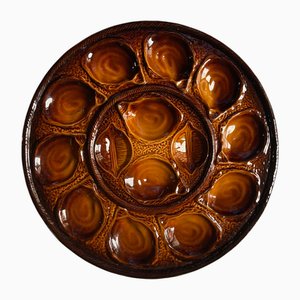 French Majolica Oyster Platter from Saint Clément, 1960s