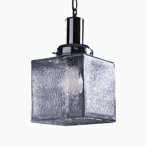 Lampada a sospensione Art Deco in vetro screziato, anni '60