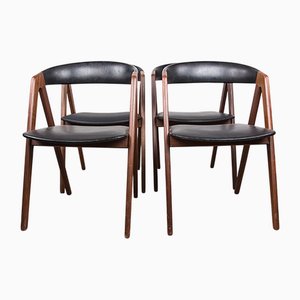 Danish Chairs in Afromosia and Skai Model 205 by Thomas Harlev for Farstrup Stolefabrik, 1960s, Set of 4