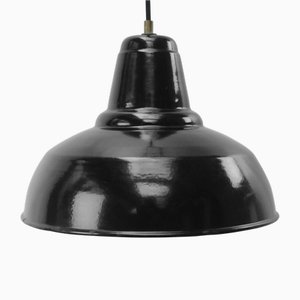 Lampada vintage industriale smaltata nera di Philips