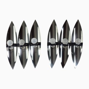 Space Age Italian Chrome Wall Lamps from Reggiani, 1970s, Set of 2