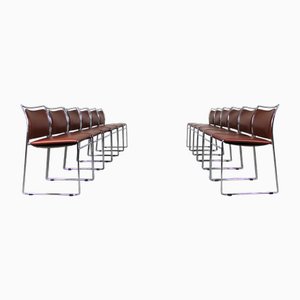 Tulu Chairs in Leather and Steel by Kazuhide Takahama for Simon Gavina, 1970s, Set of 12