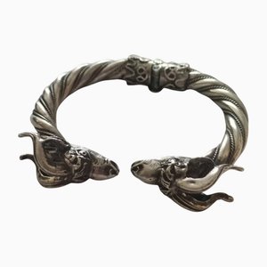 Antikes viktorianisches Silbernes Widderkopf-Armband