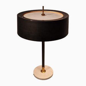 Brass Iron Table Lamp with Marble Base and Acrylic Glass Lampshade from Stilnovo, 1950s