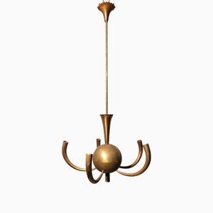 Floral Cornucopia Pendant in Brass attributed to Gio Ponti, 1940s