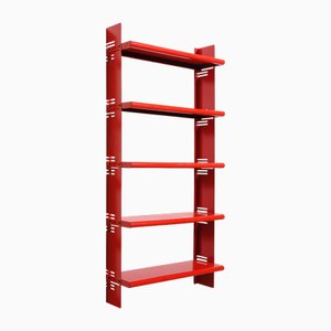 Vintage Red Wall Bookcase, Italy, 1970s
