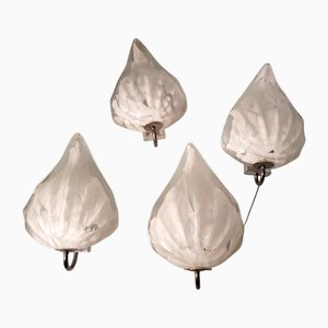 Appliques Murales en Verre de Murano Transparent et Blanc de La Murrina, 1980s, Set de 2