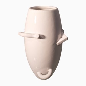 Dealbata Vasel in White Ceramic by Alessandro Mendini for Zanotta, 1980s
