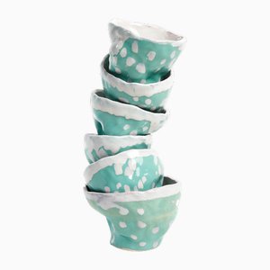 Juego de vasos ponche Flora # 1 Aqua de Constanza Almazàn Carrasco