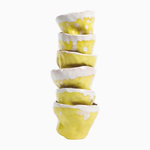 Punch Glasses Flora #2 Yellow Set by Constanza Almazàn Carrasco, Set of 6