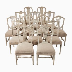 Gustavian Dining Chairs, 1900s, Set of 14