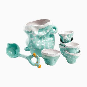 Punch Set Flora #1 Aqua by Constanza Almazàn Carrasco, Set of 8
