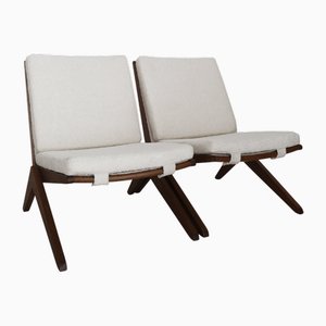 Französische Sessel im Stil von Pierre Jeanneret, 1950er, 2er Set
