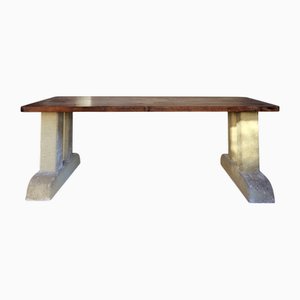 Oak and Stone Farm Table, 1960s