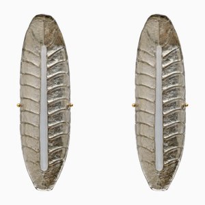 Modern Murano Glass Silver Leaf Sconces, 2000s, Set of 2