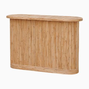 Console en Rotin en Marqueterie par Henri Paris