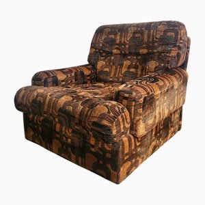Velvet & Fabric Armchair, 1970s