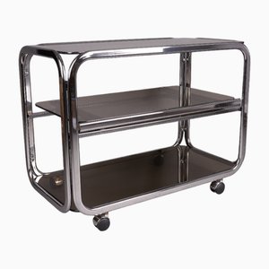 Vintage Smoked Glass Console Trolley, 1970s