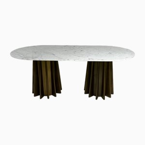 Table de Salle à Manger Ari Ovale en Marbre et Métal par Henri Paris