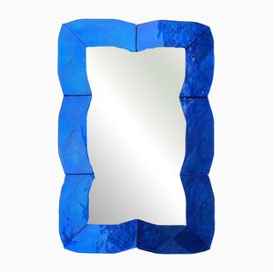 Specchio Wave in vetro di Murano blu di Fratelli Tosi