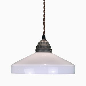 Art Deco White Opaline Lamp, 1920s