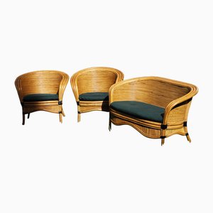 Bamboo Rattan Lounge Chairs from Rausch, Set of 3