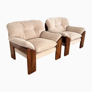 Set de Fauteuils en Noyer par Mario Marenco pour Mobil Girgi, Italie, 1970s