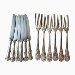 Mismatched Besteck aus Silber Metall, 12 . Set