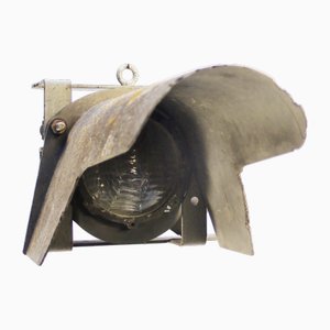 Lampe Train en Métal Gris avec Projecteur en Verre Holophane par SNCF Railroad Company, France