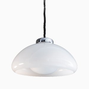 Lampada a sospensione in metacrilato e acciaio, anni '70