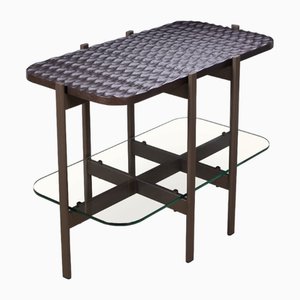 Niteroi Side Table with Wood Gougée Top by Fabian Pellegrinet Conte