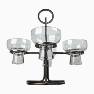Vintage Danish Candleholder in Wrought Iron and Glass, 1970s