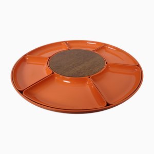 Space Age Rotating Plastic & Wood Serving Bowl, Germany, 1970s