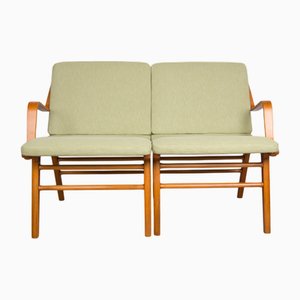 Dänisches 2-Sitzer Sofa aus laminierter Buche & Mahagoni Modell AX von Peter Hvidt & Orla Molgaard-Nielsen für Fritz Hansen, 1960er