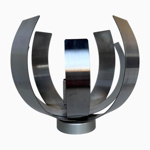 Applique Murale Fleur Space Age en Chrome, 1970s