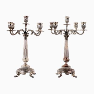 Silver Candelabras from F.lli Di Leone Milan, Set of 2