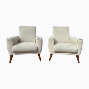 Poltrone in pelle scamosciata beige, set di 2