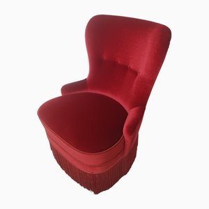 Fauteuil Retapissé en Velours Rouge, Danemark, 1900s