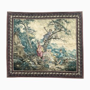 Französischer Vintage Wandteppich mit Siebdruck Vogelhändler, 1970er