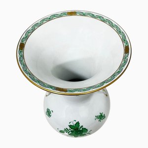 Apponyi Green Vase with Pheasant Heads from Herend Hungary Porcelain, 1960s