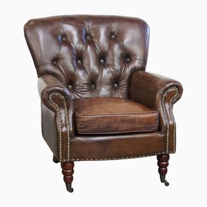 Cognac Colored Brown Chesterfield Armchair