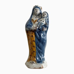 Vierge Marie en Faïence de Nevers 18ème Siècle