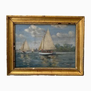 Cormerais, Regatta at Gâchet, 1930, Watercolor, Framed