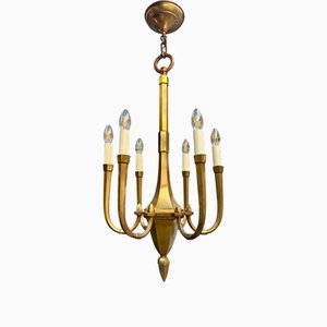 Mid-Century French Brass Chandelier, 1950s