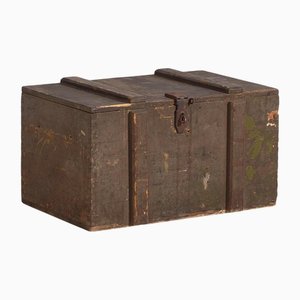 Small Antique Olive Green Chest, 1920s